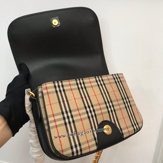 Burberry專門店新款斜背包鏈環包 巴寶莉格紋單肩斜挎女包 yxb1282